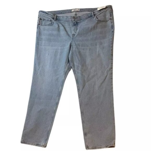 NWT Abercrombie & Fitch The Straight Ultra Mid-Rise Blue Womens 37/24L - Picture 1 of 11